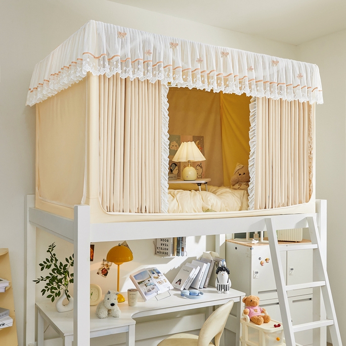 91家纺网 家纺一手货源 找家纺 梦尔佳蚊帐 2025新款学生宿舍遮光床帘蚊帐-花晨月夕 花晨月夕 奶黄