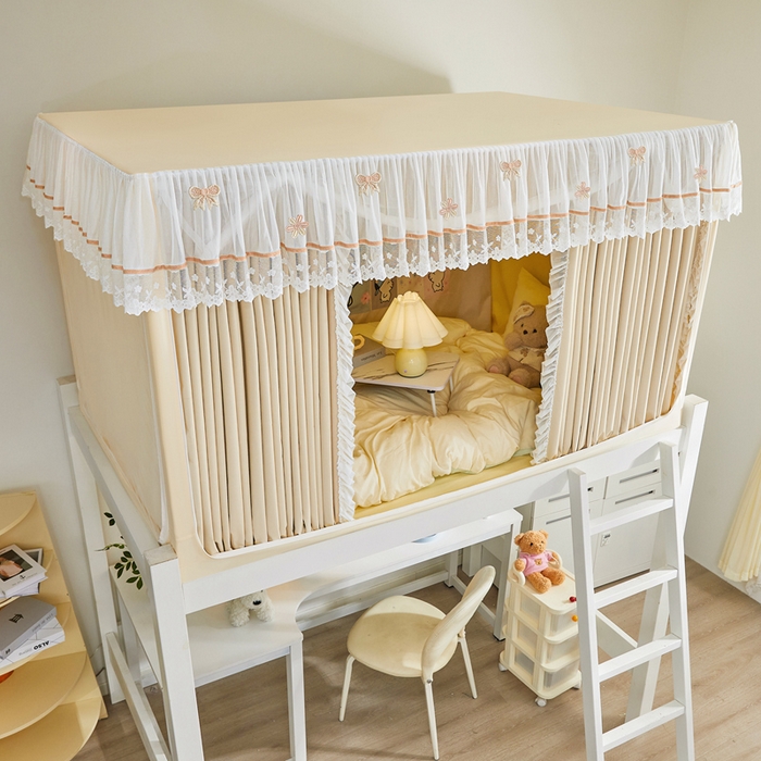 91家纺网 家纺一手货源 找家纺 梦尔佳蚊帐 2025新款学生宿舍遮光床帘蚊帐-花晨月夕 花晨月夕 奶黄