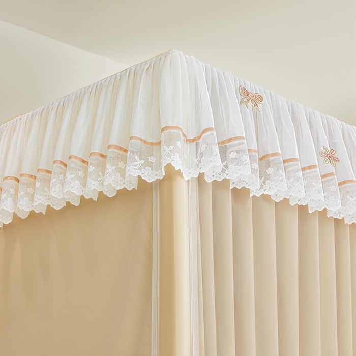 91家纺网 家纺一手货源 找家纺 梦尔佳蚊帐 2025新款学生宿舍遮光床帘蚊帐-花晨月夕 花晨月夕 奶黄