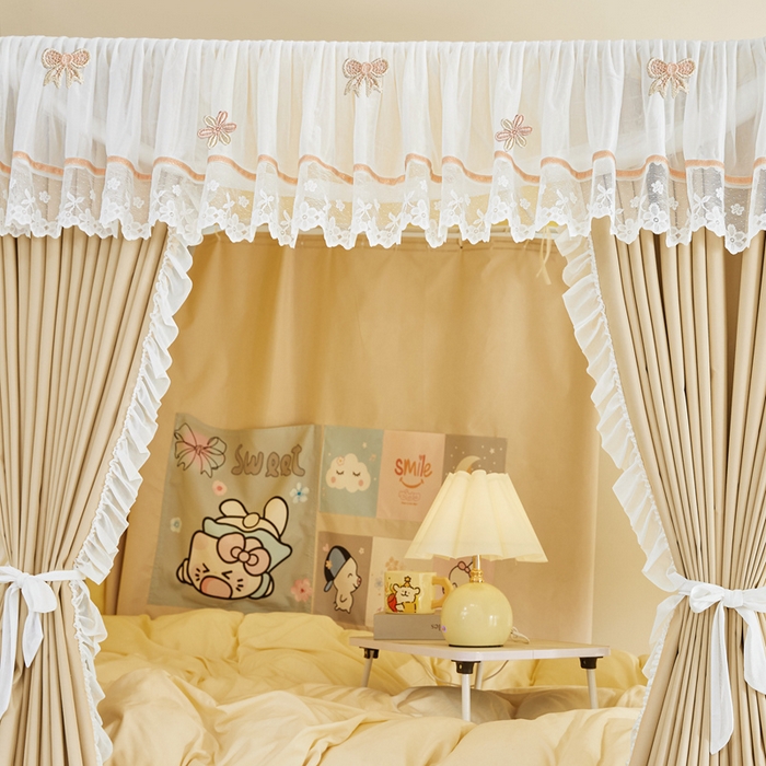 91家纺网 家纺一手货源 找家纺 梦尔佳蚊帐 2025新款学生宿舍遮光床帘蚊帐-花晨月夕 花晨月夕 奶黄