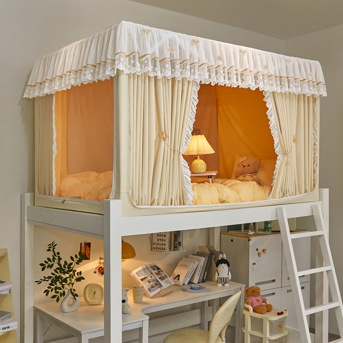 91家纺网 家纺一手货源 找家纺 梦尔佳蚊帐 2025新款学生宿舍遮光床帘蚊帐-花晨月夕 花晨月夕 奶黄