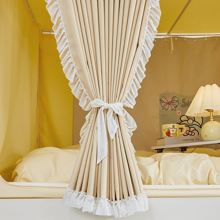 91家纺网 家纺一手货源 找家纺 梦尔佳蚊帐 2025新款学生宿舍遮光床帘蚊帐-花晨月夕 花晨月夕 奶黄