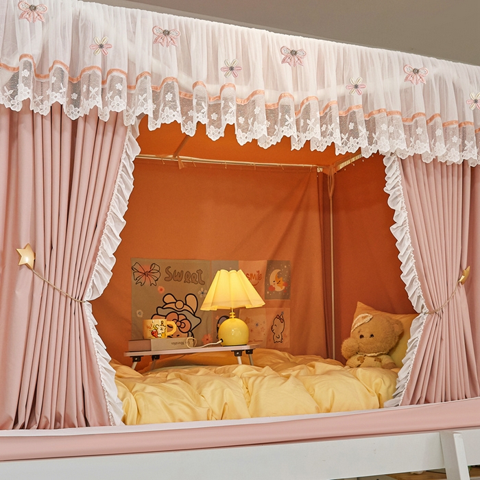 91家纺网 家纺一手货源 找家纺 梦尔佳蚊帐 2025新款学生宿舍遮光床帘蚊帐-花晨月夕 花晨月夕 藕玉