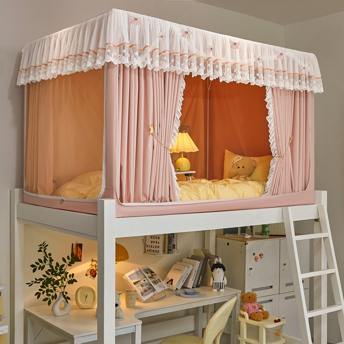 91家纺网 家纺一手货源 找家纺 梦尔佳蚊帐 2025新款学生宿舍遮光床帘蚊帐-花晨月夕 花晨月夕 藕玉