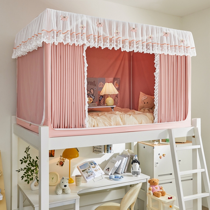 91家纺网 家纺一手货源 找家纺 梦尔佳蚊帐 2025新款学生宿舍遮光床帘蚊帐-花晨月夕 花晨月夕 藕玉