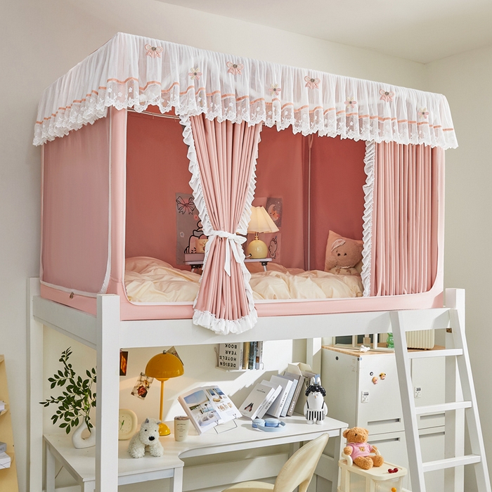 91家纺网 家纺一手货源 找家纺 梦尔佳蚊帐 2025新款学生宿舍遮光床帘蚊帐-花晨月夕 花晨月夕 藕玉