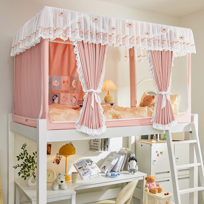 91家纺网 家纺一手货源 找家纺 梦尔佳蚊帐 2025新款学生宿舍遮光床帘蚊帐-花晨月夕 花晨月夕 藕玉