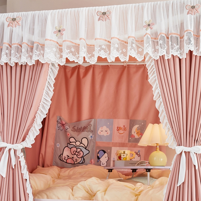 91家纺网 家纺一手货源 找家纺 梦尔佳蚊帐 2025新款学生宿舍遮光床帘蚊帐-花晨月夕 花晨月夕 藕玉