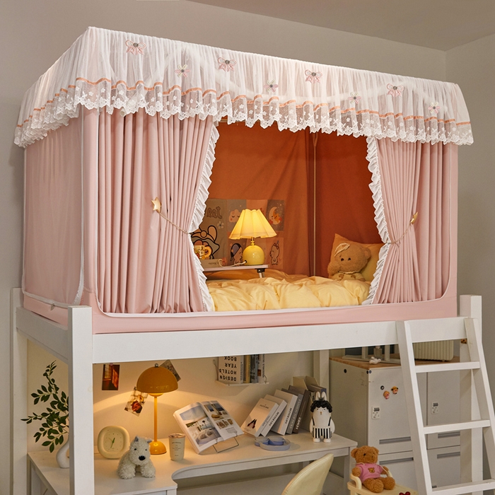 91家纺网 家纺一手货源 找家纺 （总）梦尔佳蚊帐 2025新款学生宿舍遮光床帘蚊帐-花晨月夕