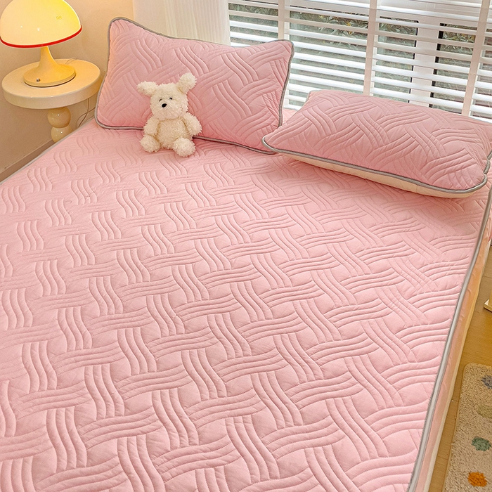 91家纺网 家纺一手货源 找家纺 富馨莱 2025新款纯棉夹棉单件床笠 纯色-粉色