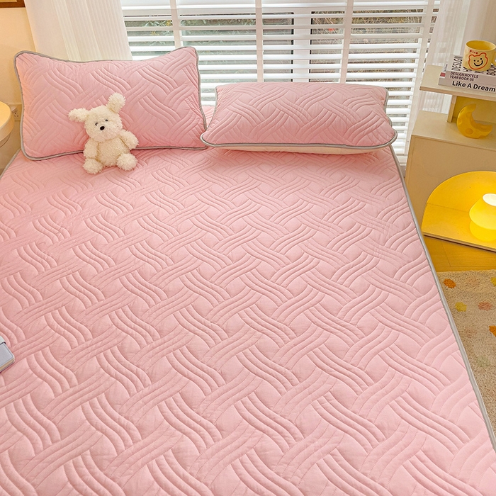 91家纺网 家纺一手货源 找家纺 富馨莱 2025新款纯棉夹棉单件床笠 纯色-粉色