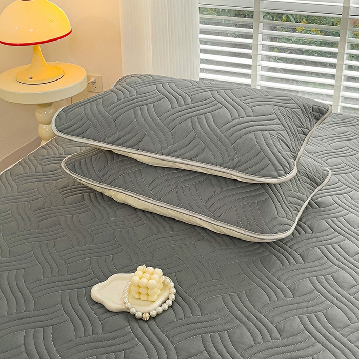 91家纺网 家纺一手货源 找家纺 富馨莱 2025新款纯棉夹棉单件床笠 纯色-灰色