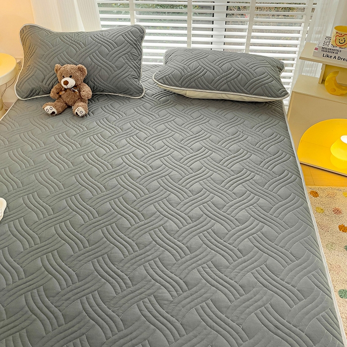 91家纺网 家纺一手货源 找家纺 富馨莱 2025新款纯棉夹棉单件床笠 纯色-灰色