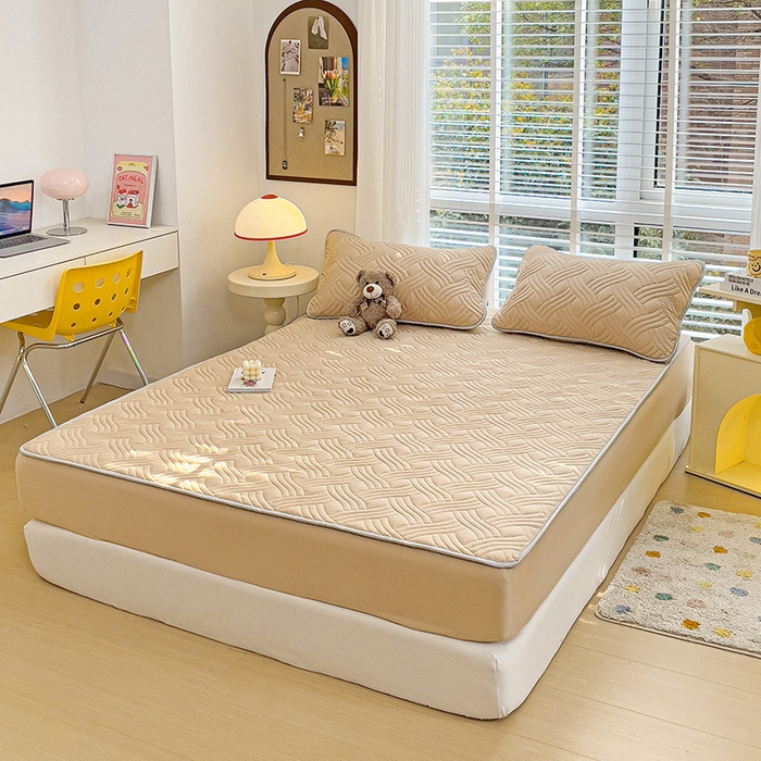 91家纺网 家纺一手货源 找家纺 富馨莱 2025新款纯棉夹棉单件床笠 纯色-卡其