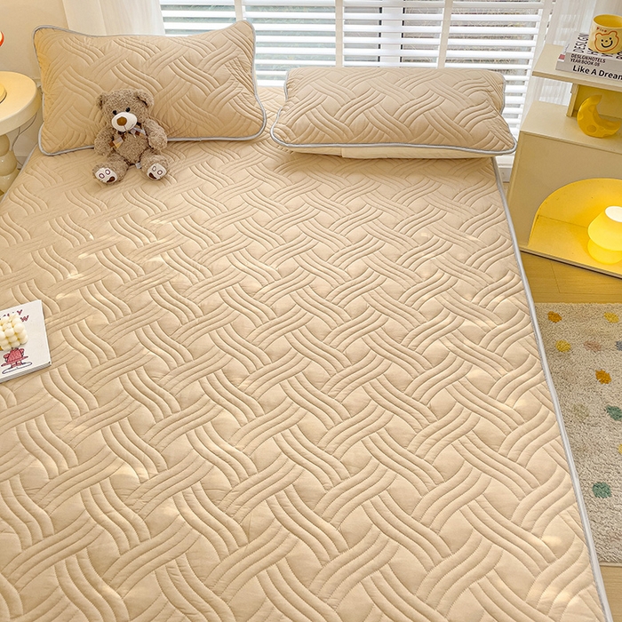 91家纺网 家纺一手货源 找家纺 富馨莱 2025新款纯棉夹棉单件床笠 纯色-卡其