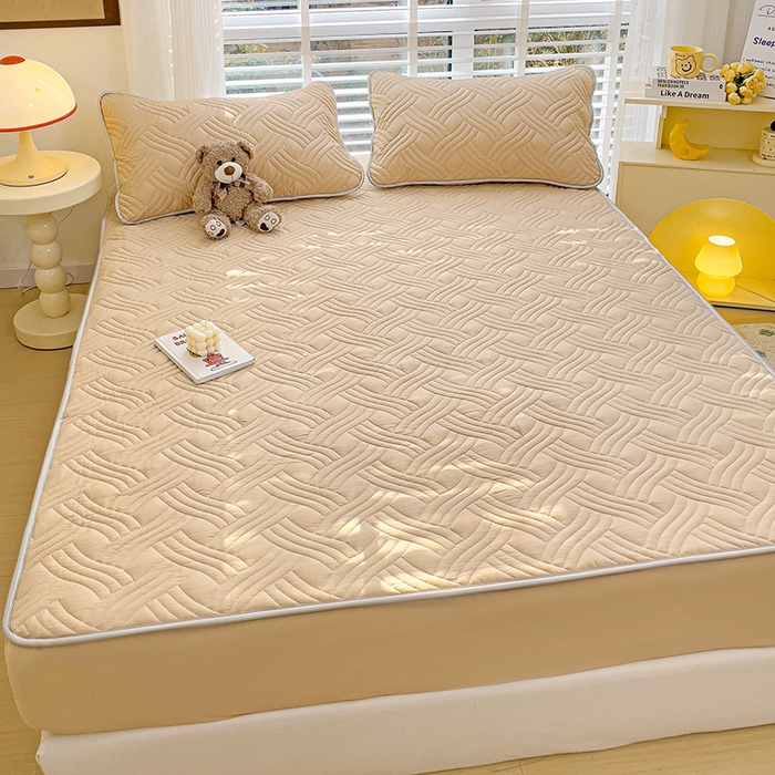 91家纺网 家纺一手货源 找家纺 富馨莱 2025新款纯棉夹棉单件床笠 纯色-卡其