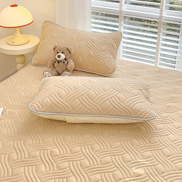 91家纺网 家纺一手货源 找家纺 富馨莱 2025新款纯棉夹棉单件床笠 纯色-卡其