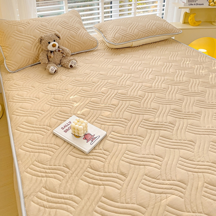 91家纺网 家纺一手货源 找家纺 富馨莱 2025新款纯棉夹棉单件床笠 纯色-卡其