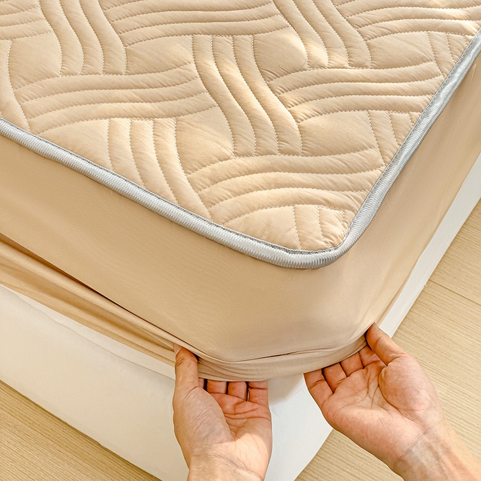 91家纺网 家纺一手货源 找家纺 富馨莱 2025新款纯棉夹棉单件床笠 纯色-卡其