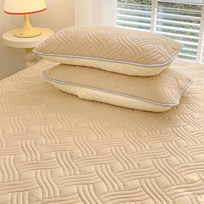 91家纺网 家纺一手货源 找家纺 富馨莱 2025新款纯棉夹棉单件床笠 纯色-卡其