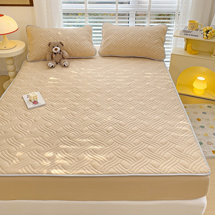 91家纺网 家纺一手货源 找家纺 富馨莱 2025新款纯棉夹棉单件床笠 纯色-卡其