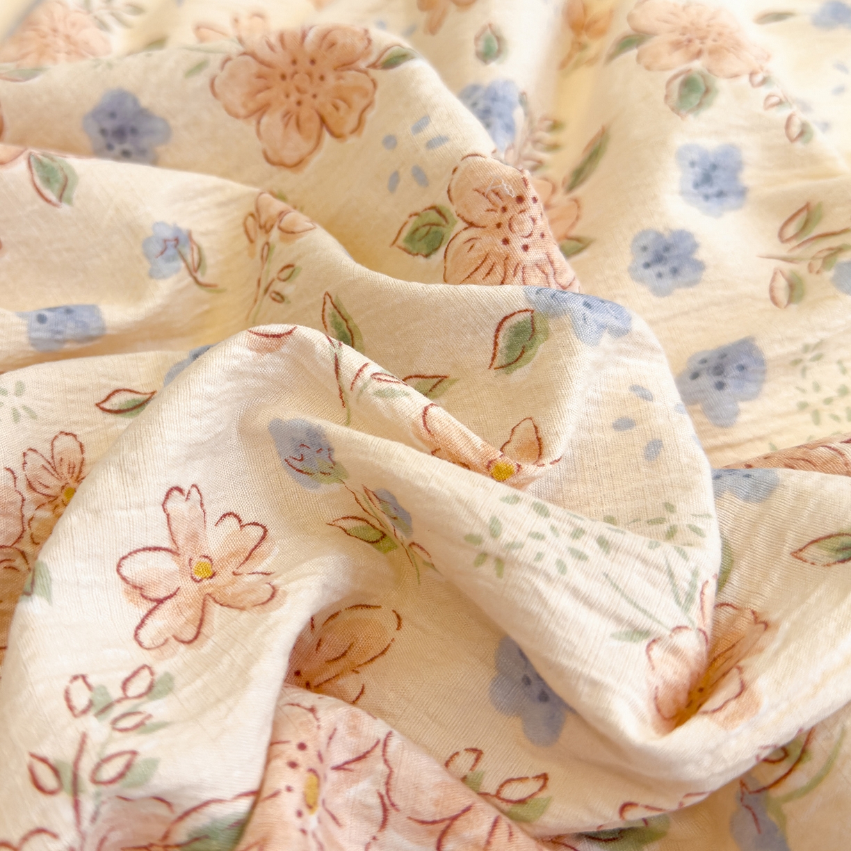 91家纺网 家纺一手货源 找家纺 颜选 2025新款A类双层纱单品床单床单单件床单三件套 秋叶