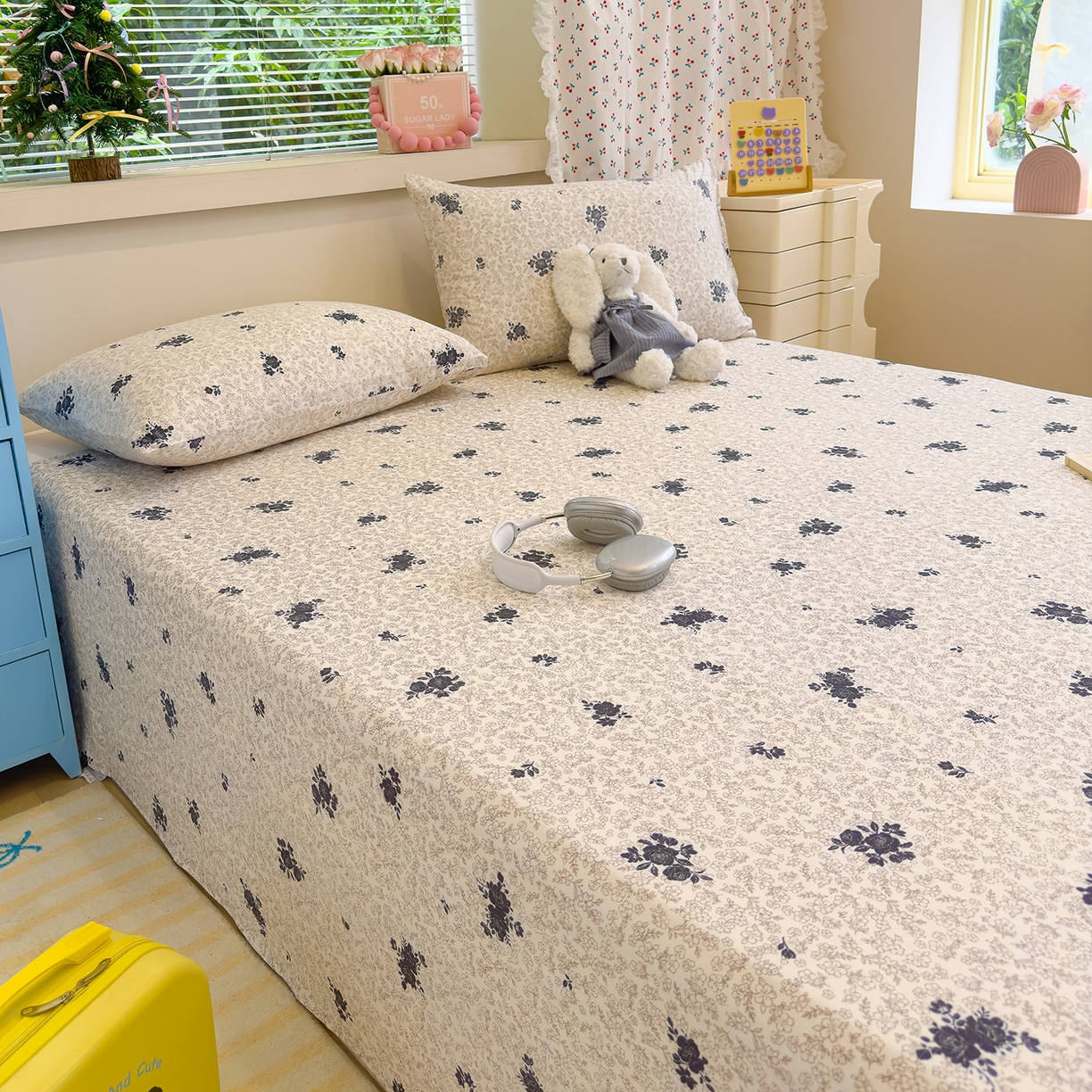 91家纺网 家纺一手货源 找家纺 颜选 2025新款A类双层纱单品床单床单单件床单三件套 黛锦