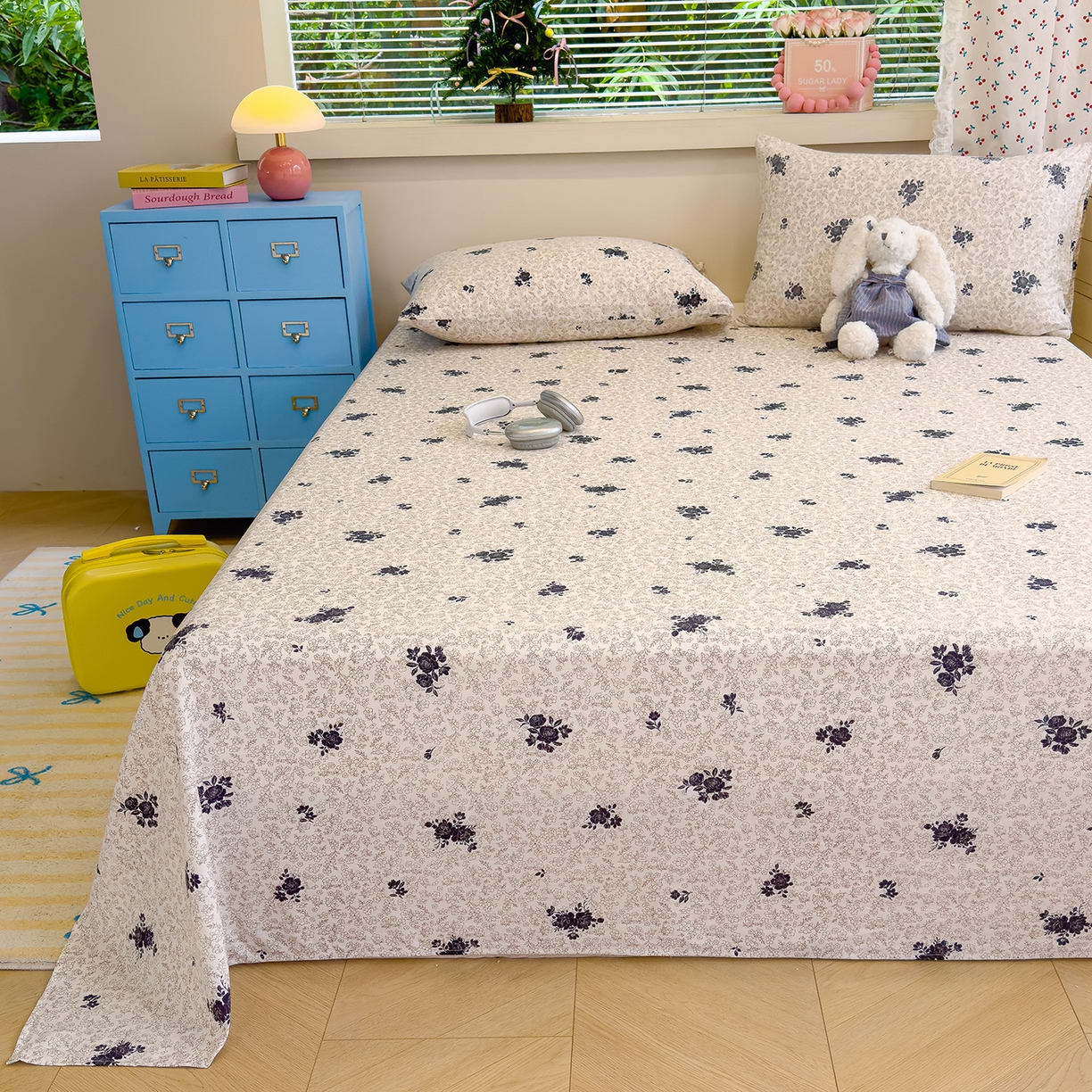 91家纺网 家纺一手货源 找家纺 颜选 2025新款A类双层纱单品床单床单单件床单三件套 黛锦