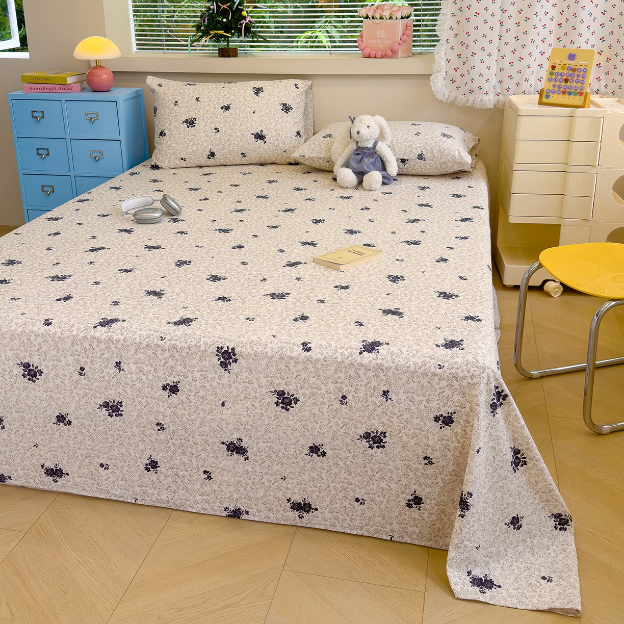 91家纺网 家纺一手货源 找家纺 颜选 2025新款A类双层纱单品床单床单单件床单三件套 黛锦