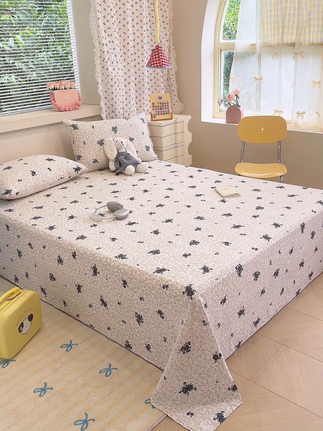 91家纺网 家纺一手货源 找家纺 颜选 2025新款A类双层纱单品床单床单单件床单三件套 黛锦