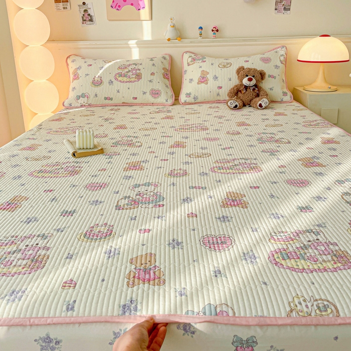 91家纺网 家纺一手货源 找家纺 富馨莱 2025新款纯棉夹棉单件床笠 开心美乐蒂