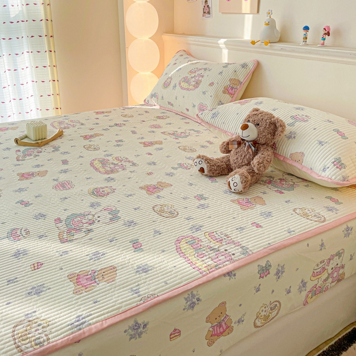 91家纺网 家纺一手货源 找家纺 富馨莱 2025新款纯棉夹棉单件床笠 开心美乐蒂