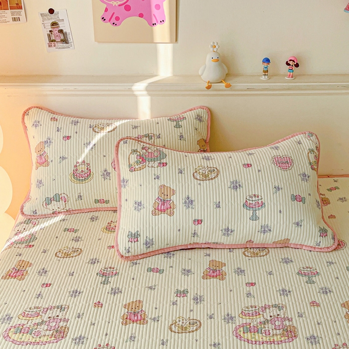 91家纺网 家纺一手货源 找家纺 富馨莱 2025新款纯棉夹棉单件床笠 开心美乐蒂