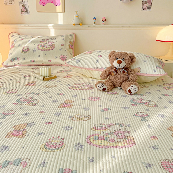 91家纺网 家纺一手货源 找家纺 富馨莱 2025新款纯棉夹棉单件床笠 开心美乐蒂