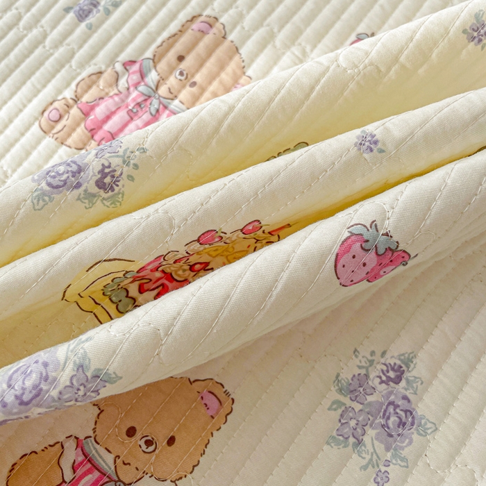 91家纺网 家纺一手货源 找家纺 富馨莱 2025新款纯棉夹棉单件床笠 开心美乐蒂