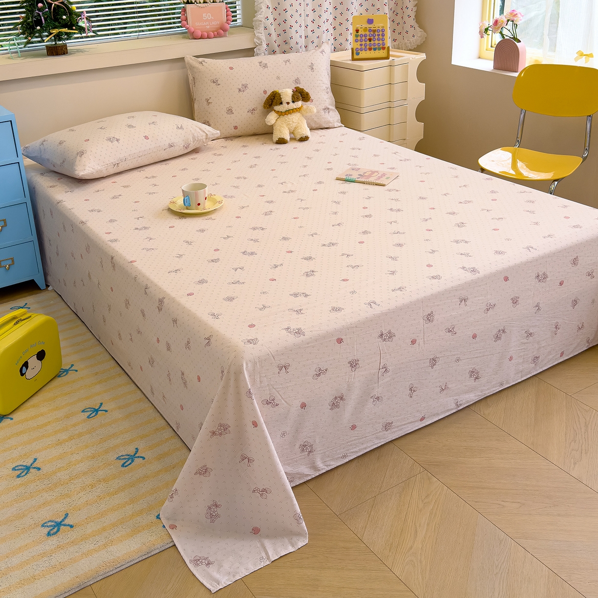 91家纺网 家纺一手货源 找家纺 颜选 2025新款A类双层纱单品床单床单单件床单三件套 本顾