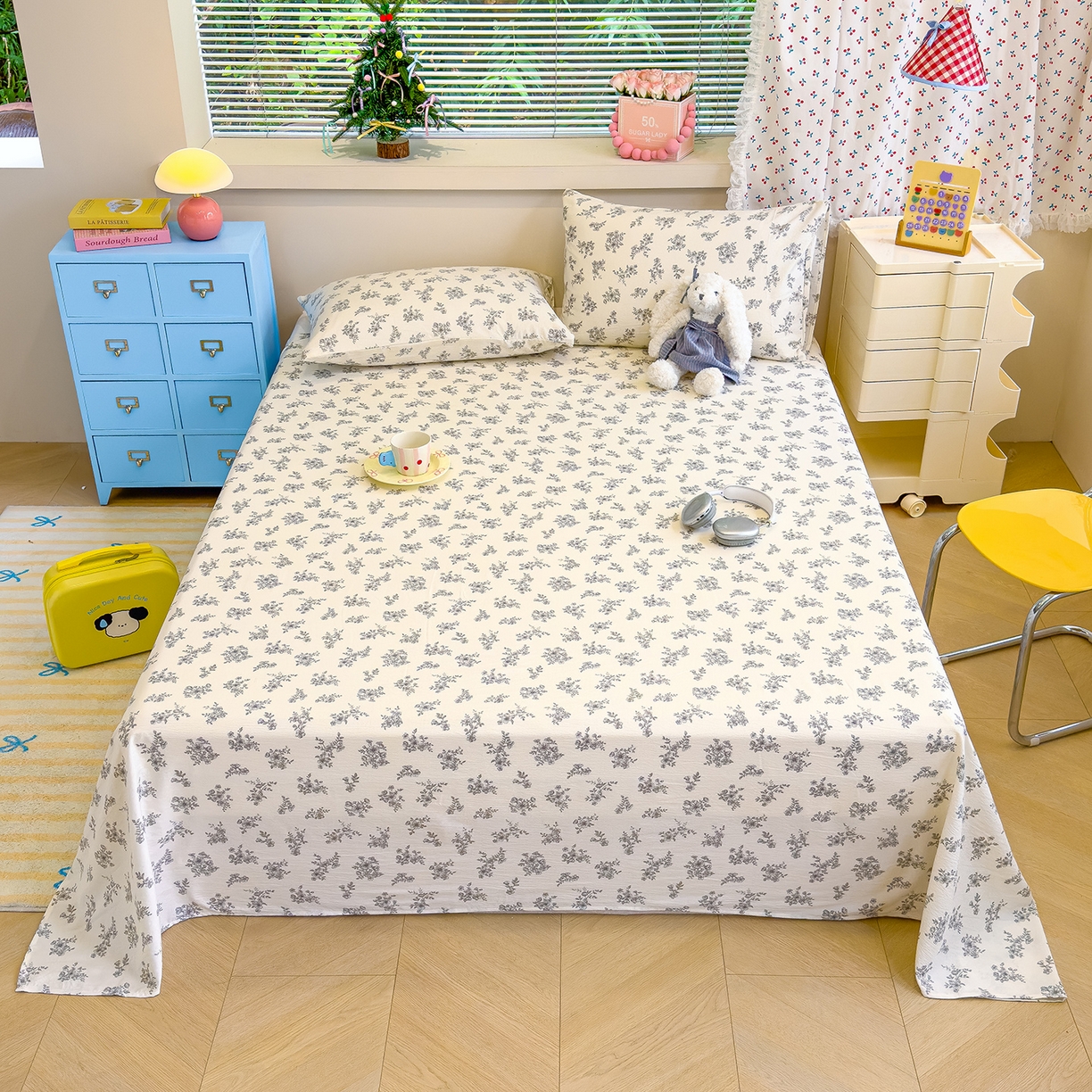 颜选 2025新款A类双层纱单品床单床单单件床单三件套 夏鸣