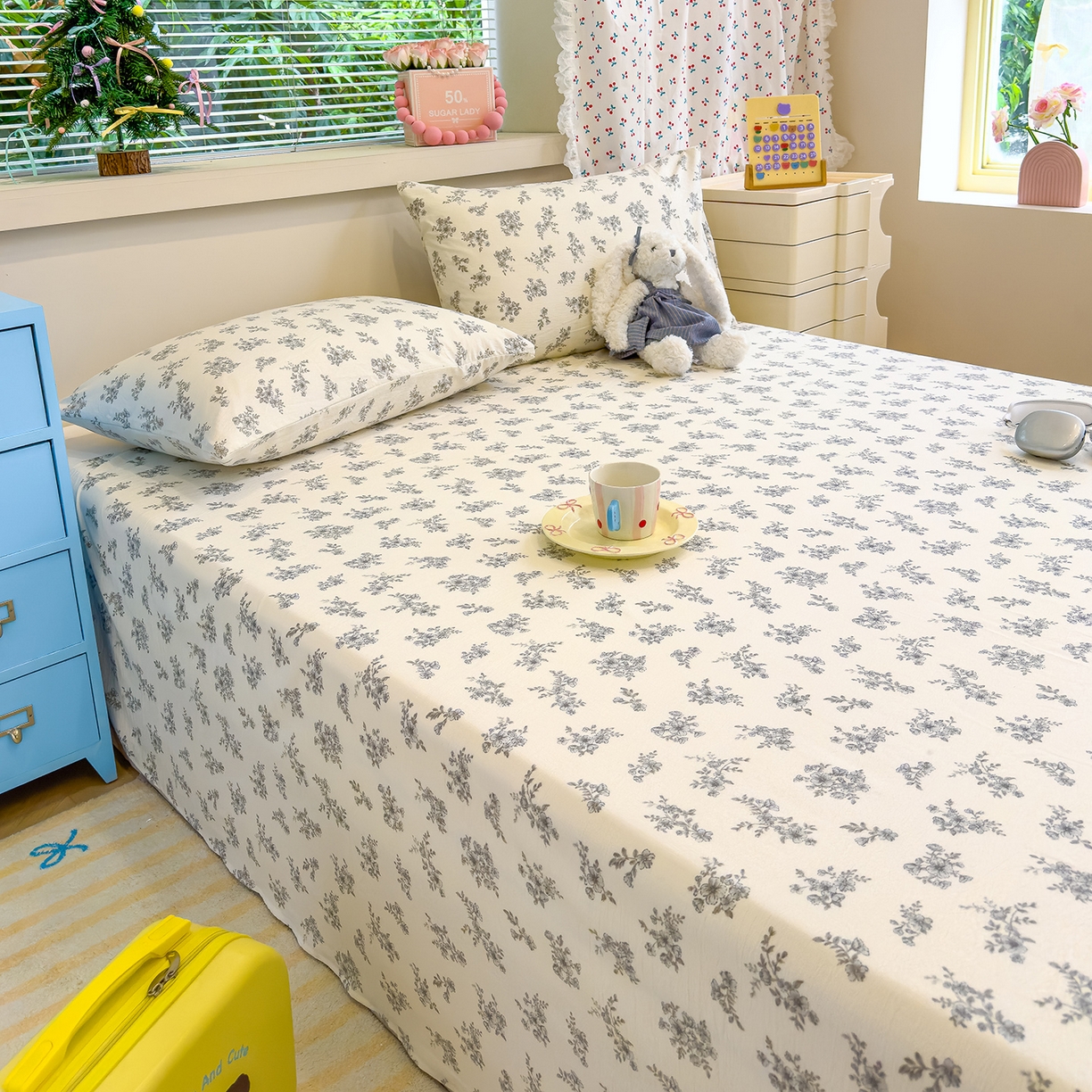 91家纺网 家纺一手货源 找家纺 颜选 2025新款A类双层纱单品床单床单单件床单三件套 夏鸣