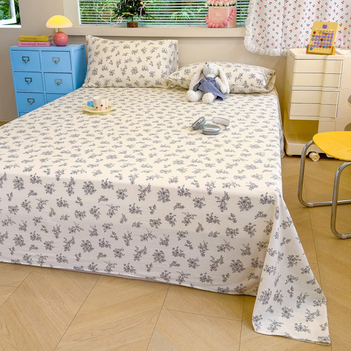 91家纺网 家纺一手货源 找家纺 颜选 2025新款A类双层纱单品床单床单单件床单三件套 夏鸣