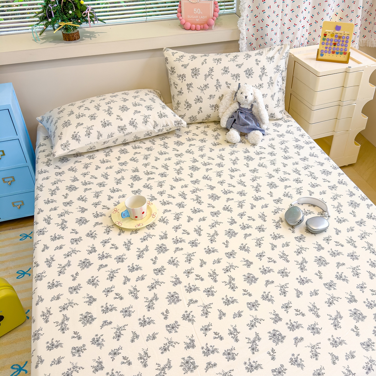 91家纺网 家纺一手货源 找家纺 颜选 2025新款A类双层纱单品床单床单单件床单三件套 夏鸣