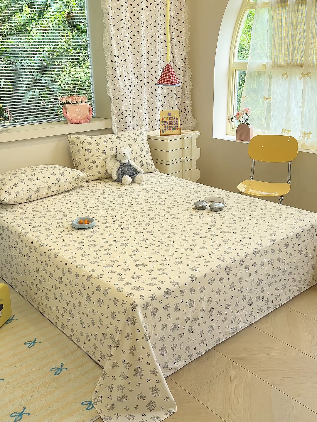 91家纺网 家纺一手货源 找家纺 颜选 2025新款A类双层纱单品床单床单单件床单三件套 夏鸣