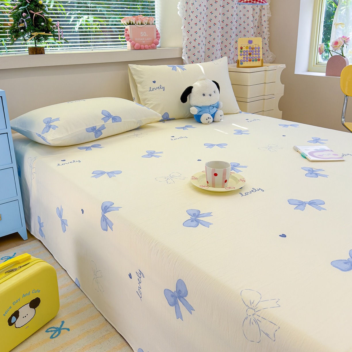 91家纺网 家纺一手货源 找家纺 颜选 2025新款A类双层纱单品床单床单单件床单三件套 星语结梦