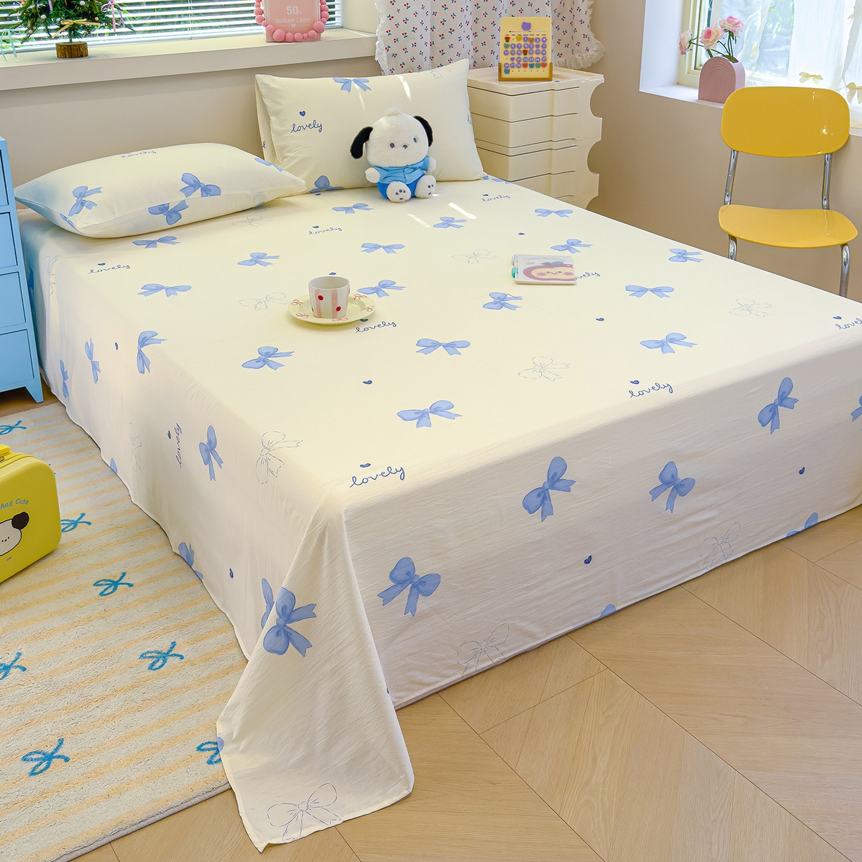 91家纺网 家纺一手货源 找家纺 颜选 2025新款A类双层纱单品床单床单单件床单三件套 星语结梦