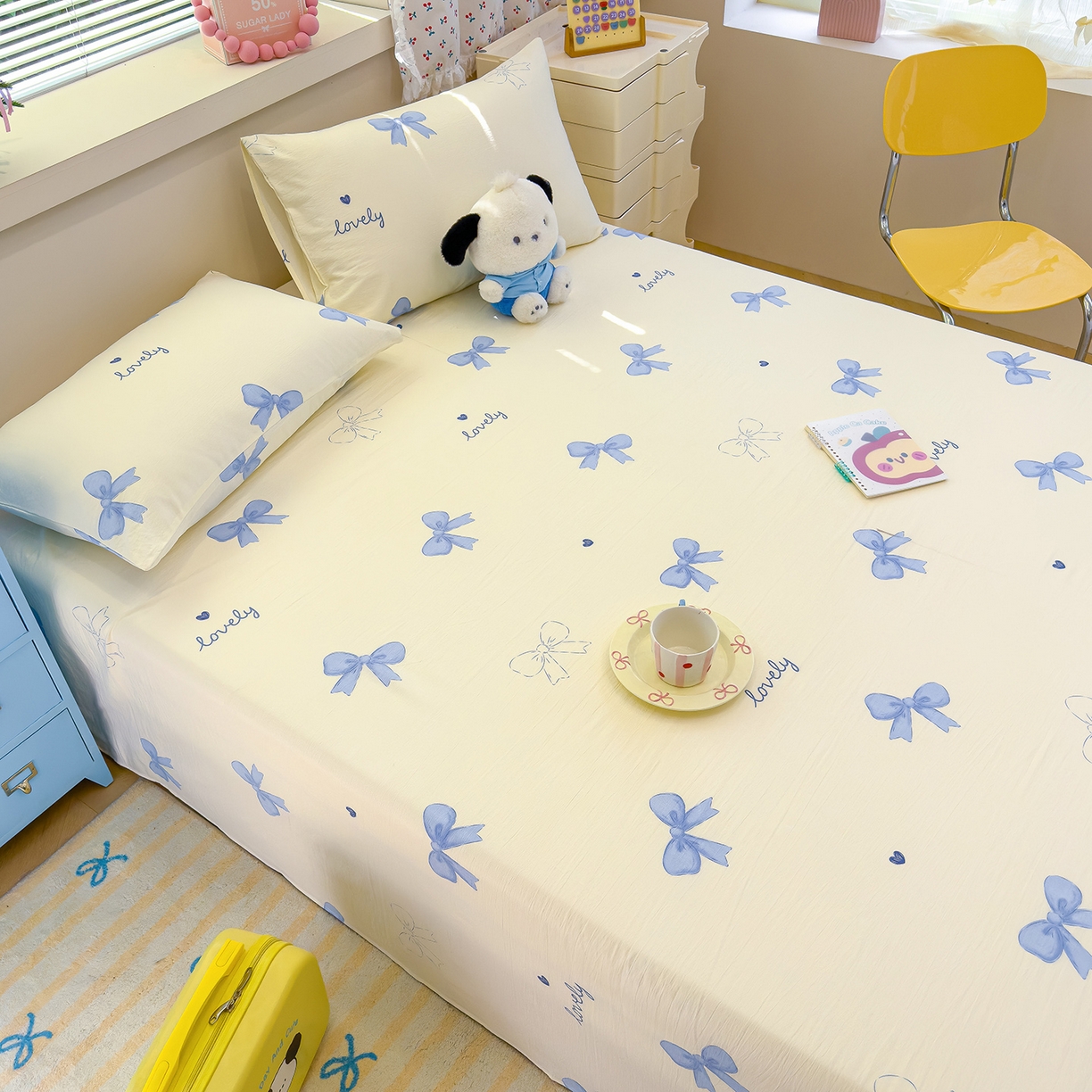 91家纺网 家纺一手货源 找家纺 颜选 2025新款A类双层纱单品床单床单单件床单三件套 星语结梦