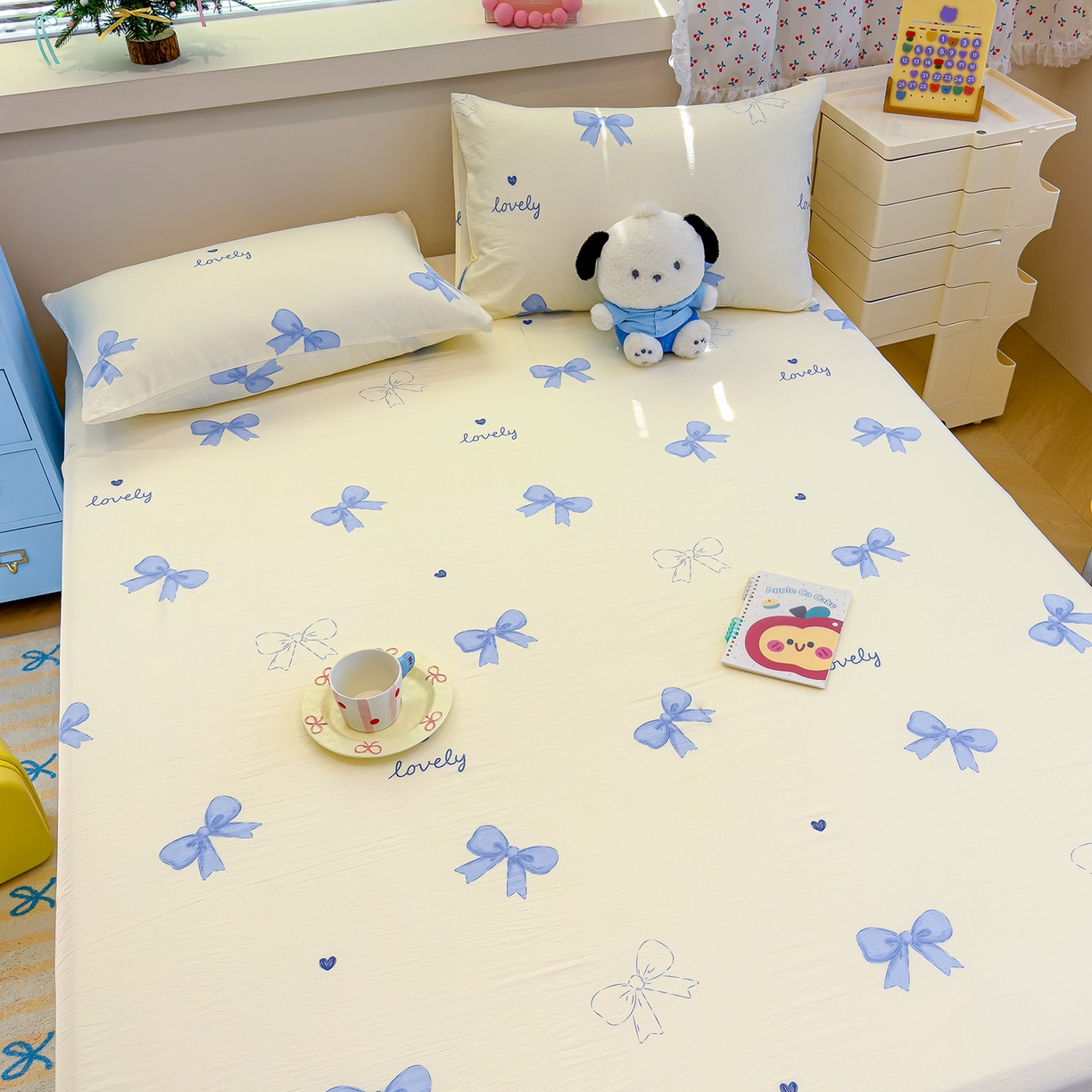 91家纺网 家纺一手货源 找家纺 颜选 2025新款A类双层纱单品床单床单单件床单三件套 星语结梦