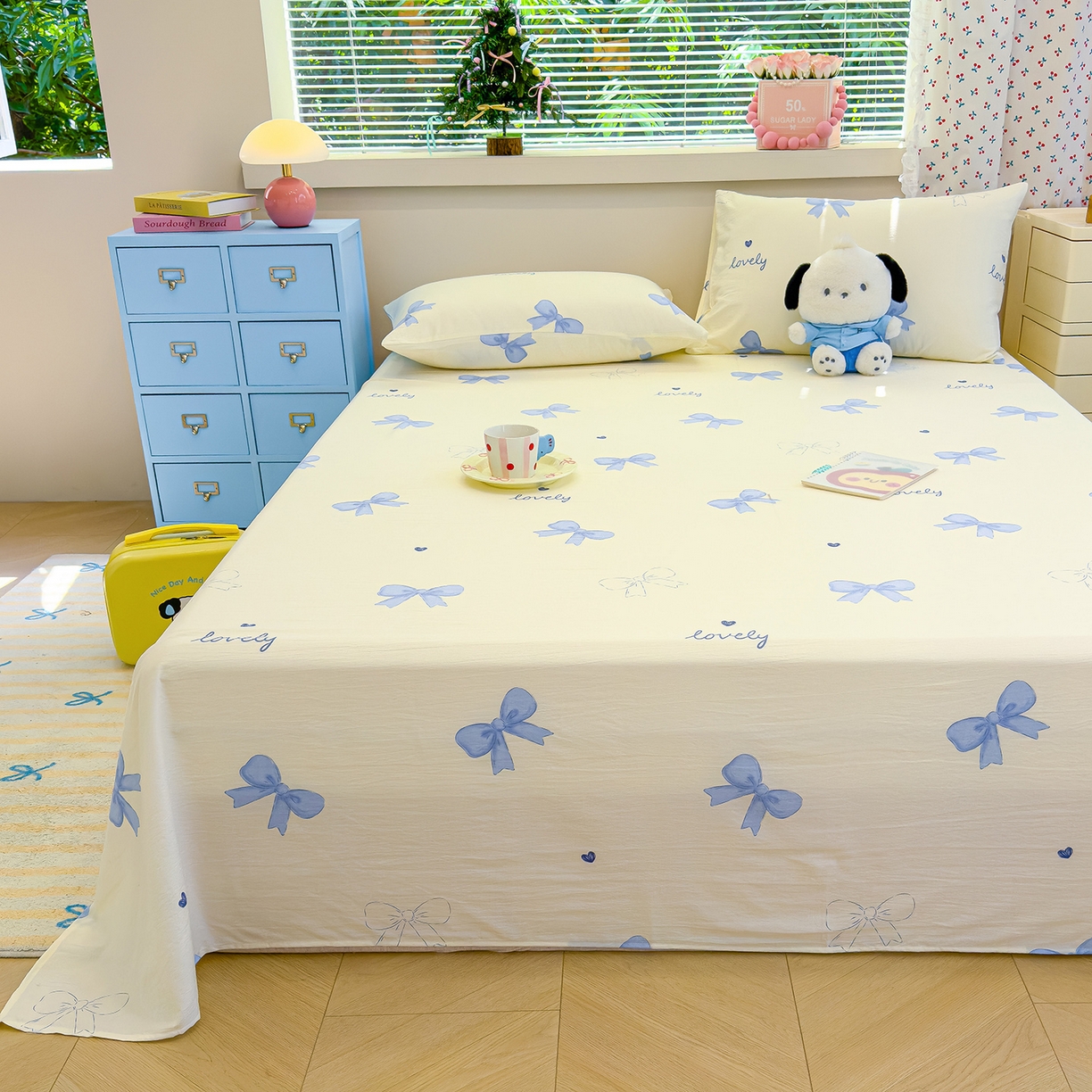 91家纺网 家纺一手货源 找家纺 颜选 2025新款A类双层纱单品床单床单单件床单三件套 星语结梦