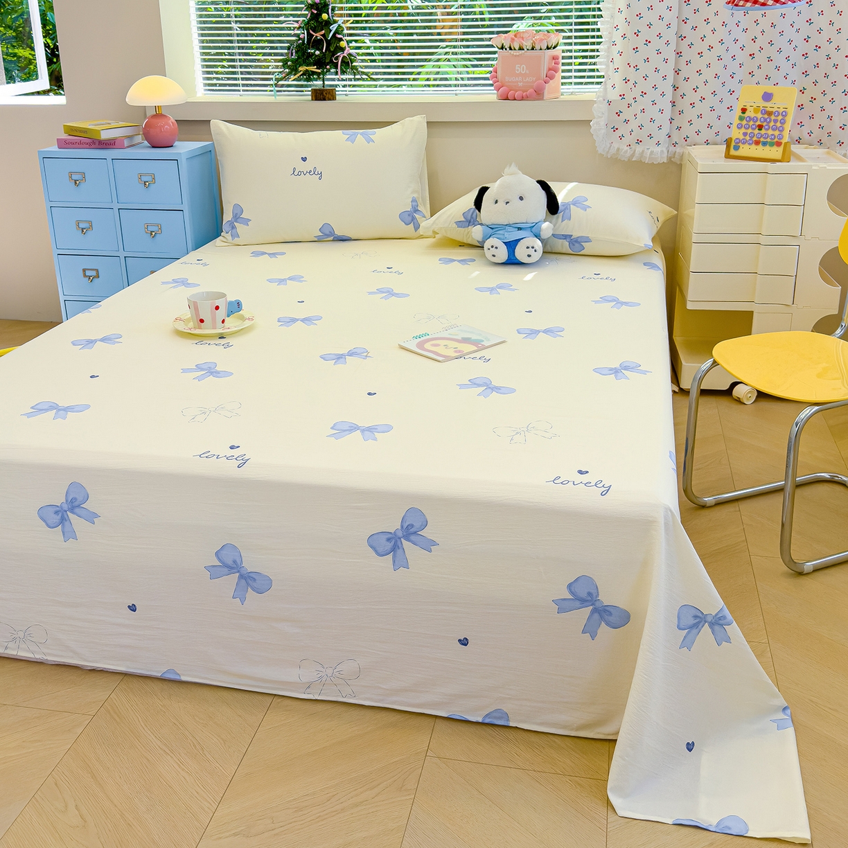 91家纺网 家纺一手货源 找家纺 颜选 2025新款A类双层纱单品床单床单单件床单三件套 星语结梦