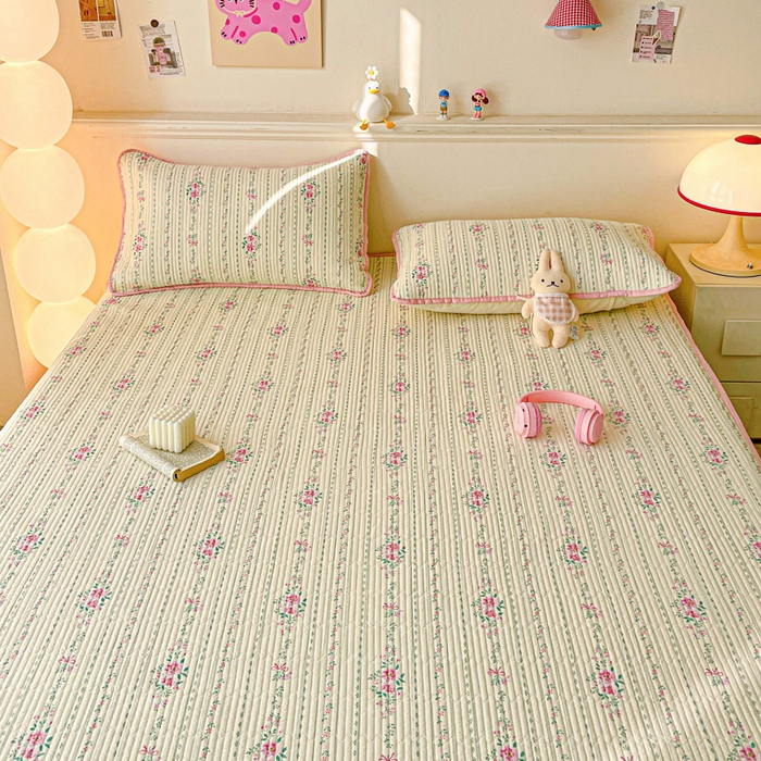 91家纺网 家纺一手货源 找家纺 富馨莱 2025新款纯棉夹棉单件床笠 莫奈