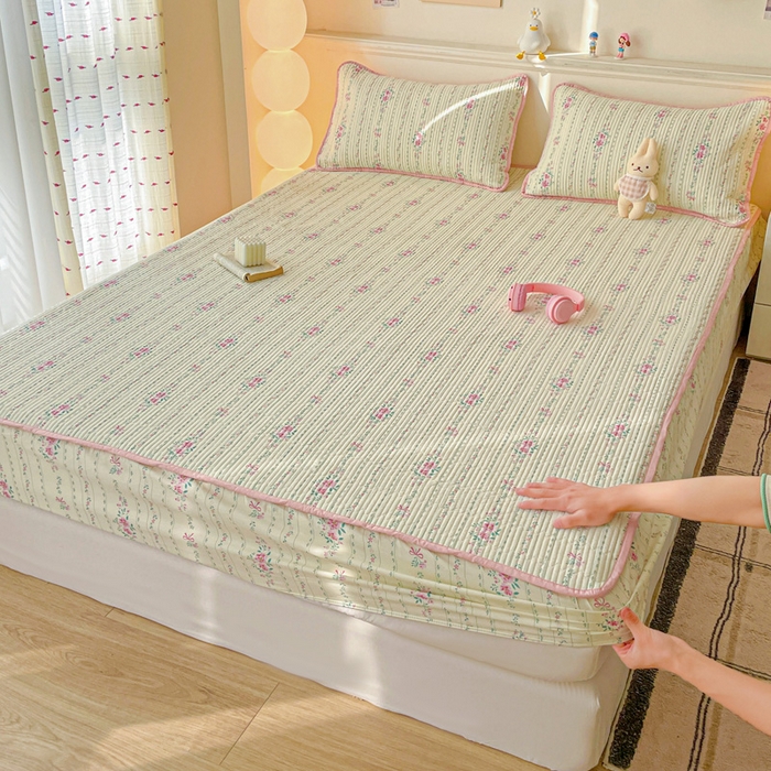 91家纺网 家纺一手货源 找家纺 富馨莱 2025新款纯棉夹棉单件床笠 莫奈