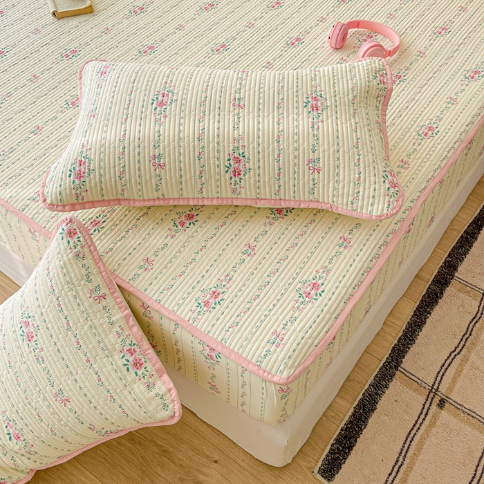 91家纺网 家纺一手货源 找家纺 富馨莱 2025新款纯棉夹棉单件床笠 莫奈